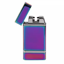 8 Tipos de Cigarrillo Electrónico Más Ligero de Carga USB Doble Pulso Arco Cruz Ligthers Metal Fumar Encendedor A Prueba de Viento Nuevo Llega