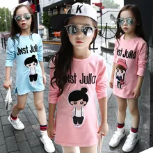 Vente chaude 2016 Automne filles t-shirts longue conception coton à manches longues t-shirts de bande dessinée de base chemise mode coréenne vêtements pour fille