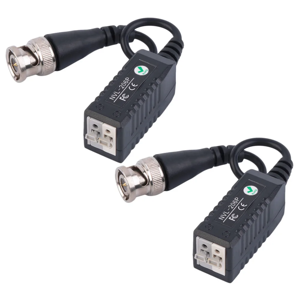 1 Pair HD CCTV Via Twisted Video Balun Transmitter For CCTV Camera DVR For CVI/TVI/AHD 0-300m Black Wholesale