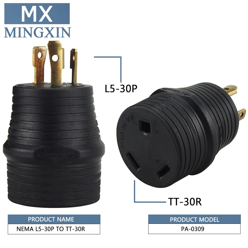

[L5-30P for TT-30R] Generator RV 30 AMP 3-Prong Adapter Converter, Adapter Nema L5-30P Male Adapter for TT-30R Female