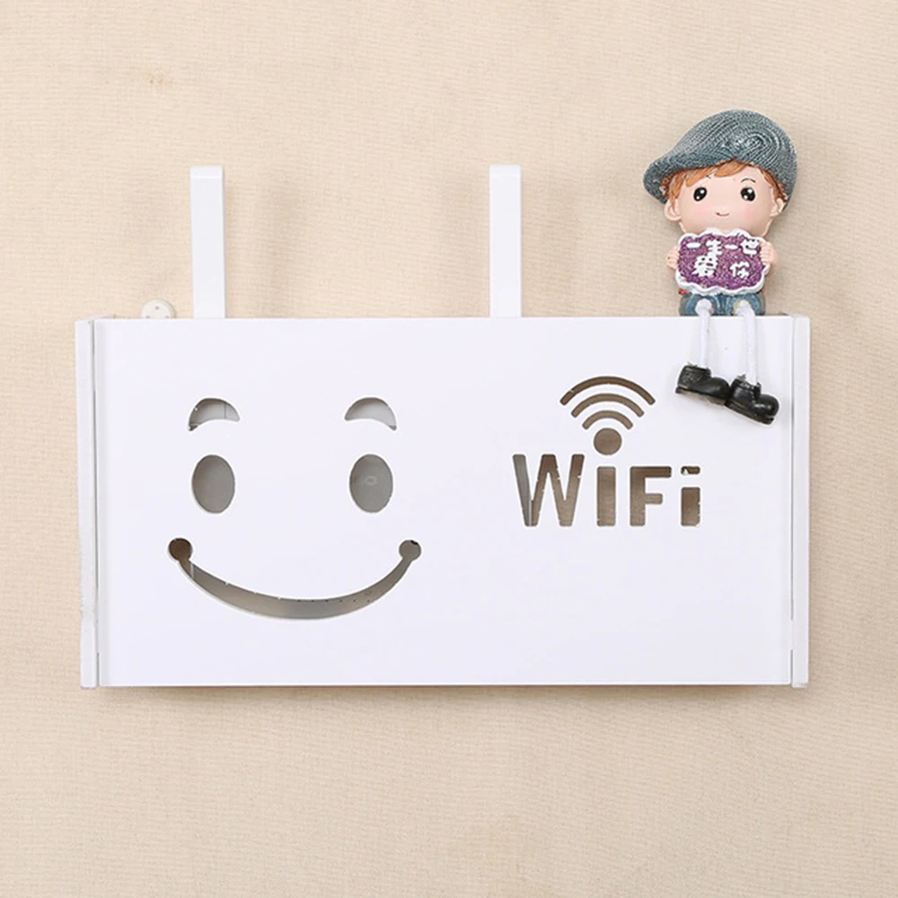 

Wifi Router Storage Boxes Wall Mounted Shelf Cable Power Plug Wire Storage Box Organizers Home Hanging Decor