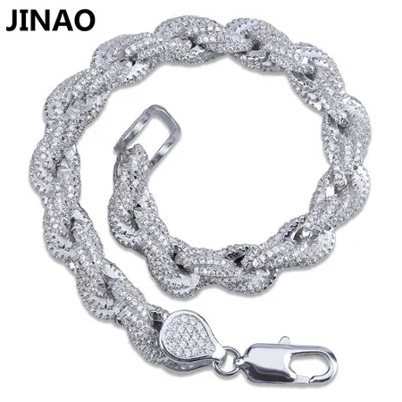Цзинао позолоченный посеребренный цвет Iced Out витая и овальная запонка браслет микро проложить Циркон мужские и женские браслеты шикарные вечерние ювелирные изделия - Окраска металла: Silver