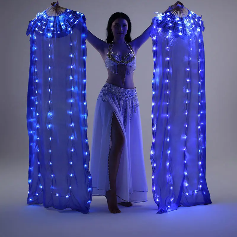 Fan Dance Accessories LED Belly Dance Fan Veil Stage Performance Prop LED Fans Shiny  Pleated  Festival Carnival Bellydance Fans