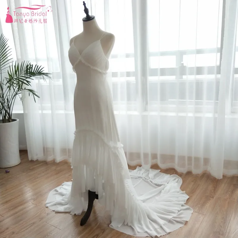 Best Price High Low Beach Wedding Dresses 2018 Ruffles Gypsy