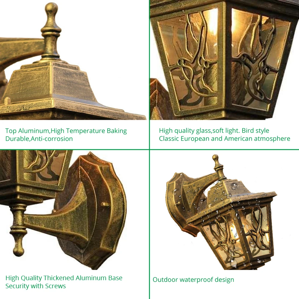 LED Garden Wall Light Outdoor Lighting Wall Lamps Outside Patio Bronze Exterior Sconces E27 Bulb Yard Street Waterproof Lamp