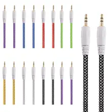 Redbearlin 1 м 3FT сетчатая ткань 3,5 мм кабель со штыревыми соединителями на обоих концах для подключения внешних устройств к автомобильный кабель для входа внешнего сигнала наборы аксессуаров для iphone 4 5 6 для ipad ipod mp3 ПК