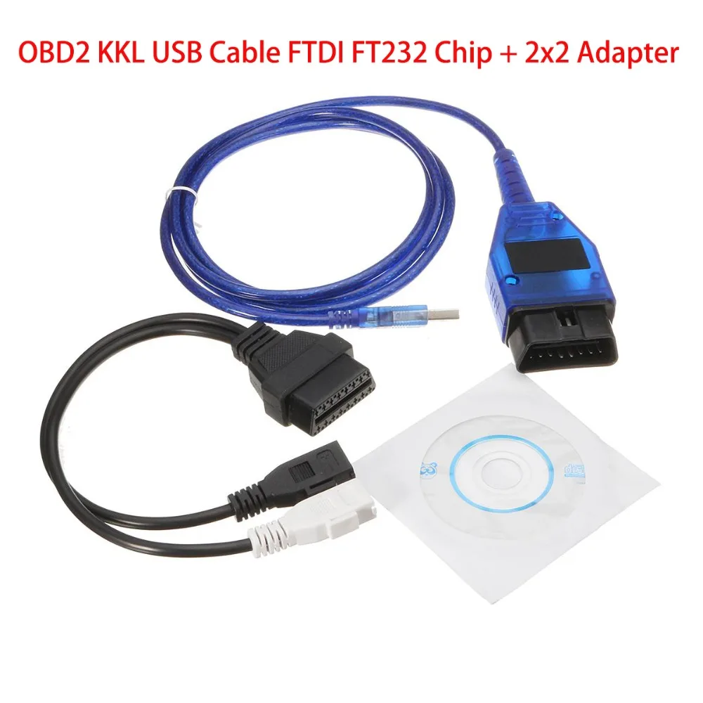 VAG USB COM Кабель kkl Vag kkl 4091 FTDI чип интерфейс+ 2x2 кабель адаптера OBD2 USB кабель сканер для VAG серии автомобиля