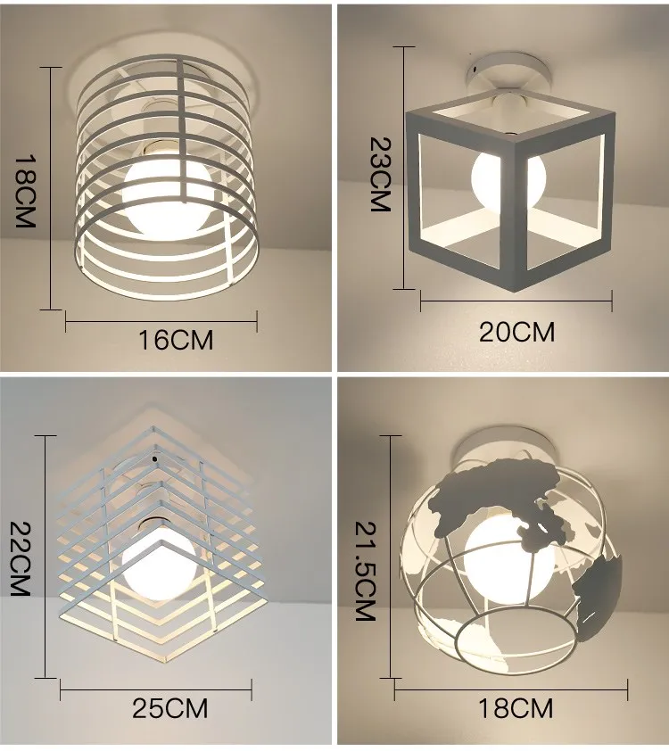 Современный простой белый черный винтажный потолочный светильник Ретро железная клетка потолочный светодиодный светильник E27 кухня балкон вход Luminaria Lamparas