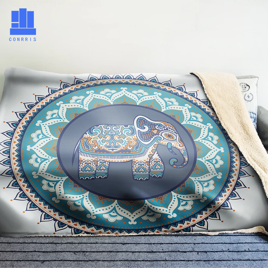 

GNORRIS Oversized Famil Lambskin 3D Print Super Soft Warm Throw Blanket Bohemia Elephant Sofa Lazy Bedding Blanket Cloak