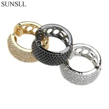 SUNSLL 3 цвета медь многоцветный кубический цирконий круглые большие серьги женские модные вечерние простые и элегантные ювелирные изделия серьги