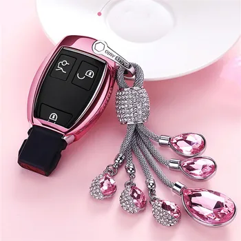 

2019 TPU Car Key Case Auto Key Protection Cover For Benz C-class GLA GLC GLK E-class Tears of the Sky Artificial Crystal Pendant