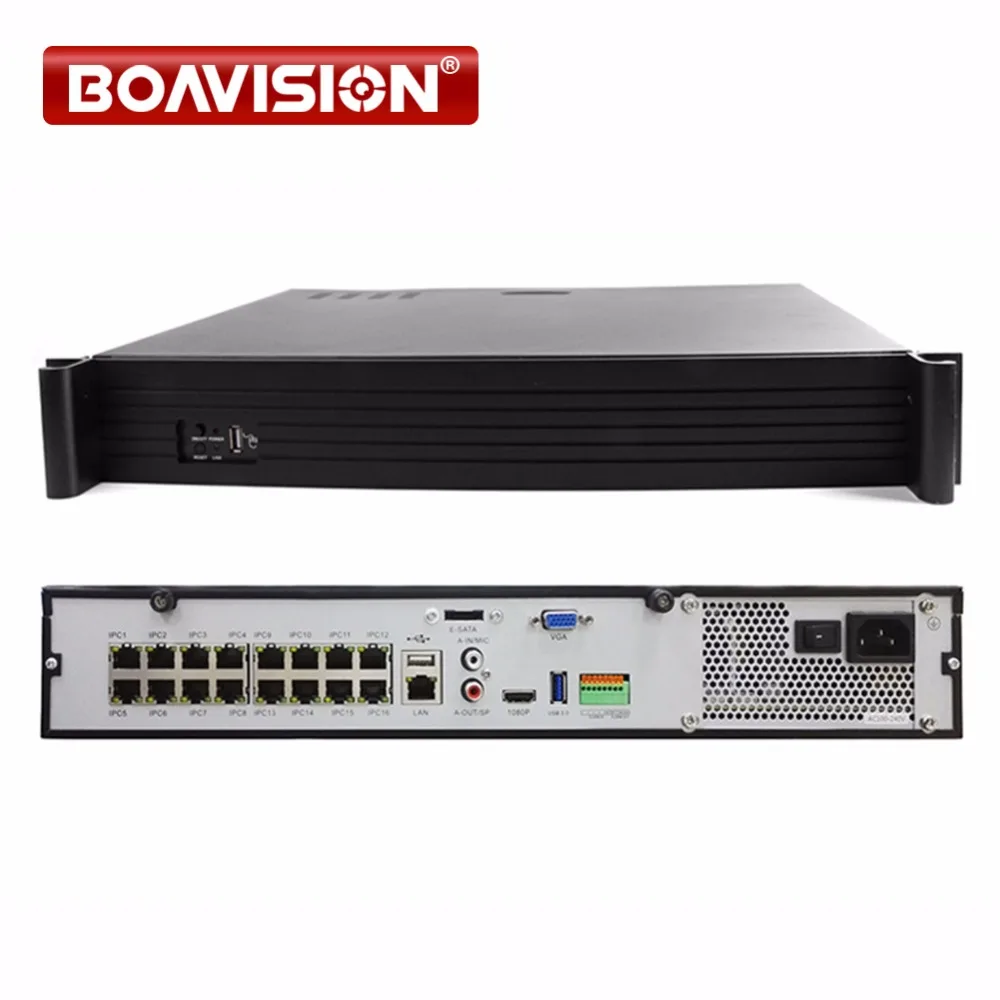 

1.5U Casing CCTV Onvif NVR POE 16Ch 1080P/9Ch 5MP For Security POE IP Camera ,P2P,4*HDD Max Up 16TB,16Ch POE Port Power Supply