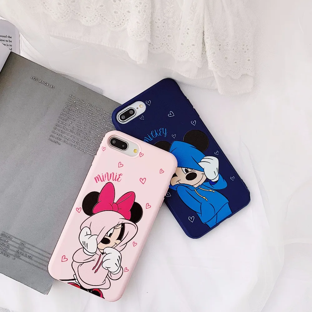 GYKZ Cartoon Mickey Minnie Mouse Couple Case For iPhone 7 X XS MAX 6 6s 8 Plus Cute Pink Heart Phone Shell For iPhone XR Coque