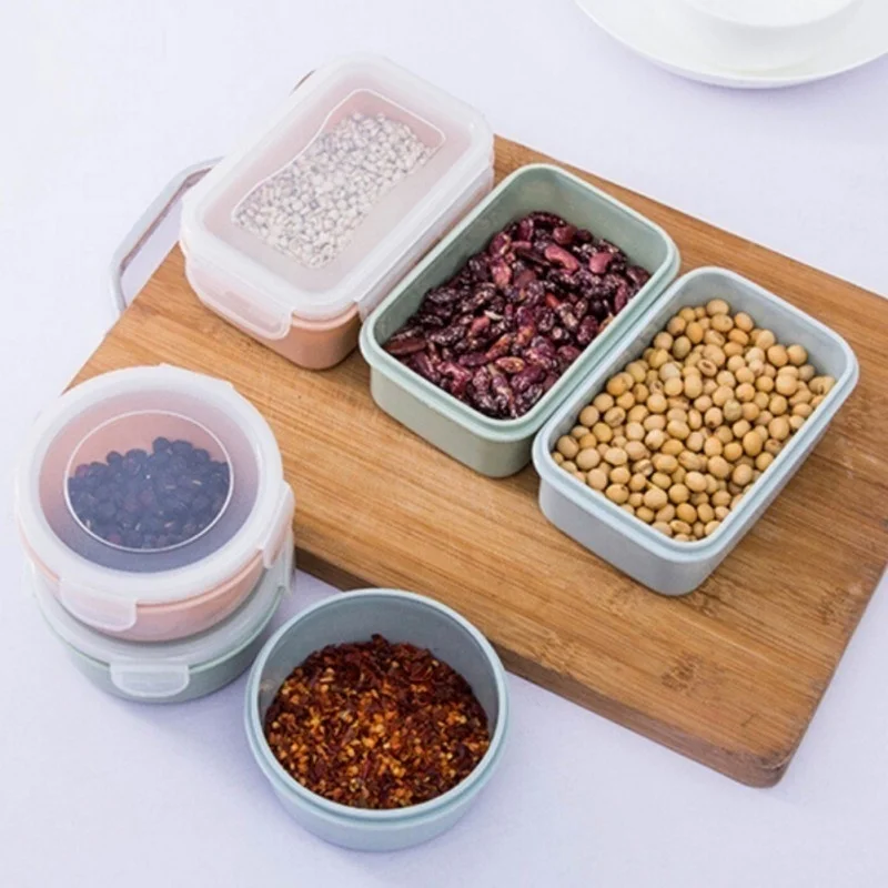 

Mini Size Home Round Plastic Refrigerator Crisper Kitchen Food Storage Sealed Box Lunch Grains Tank Sorting Container