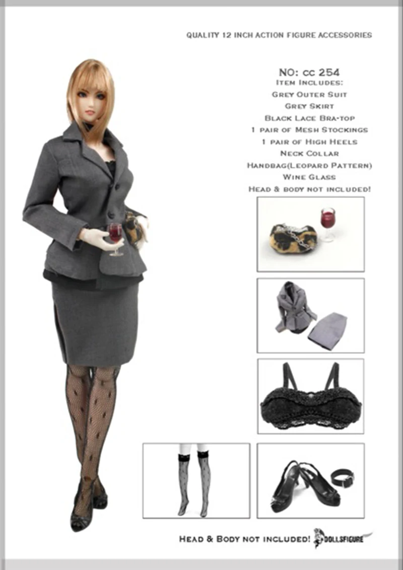 1:6 Women/'s Female Black Business Office Pencil Skirt Suit Fit 12/'/'Action Figure