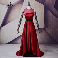 Burgundy Long Dress Hi Low Formal Dress Black Ankle length Dresses Graduation Party Dress Buttons Stain