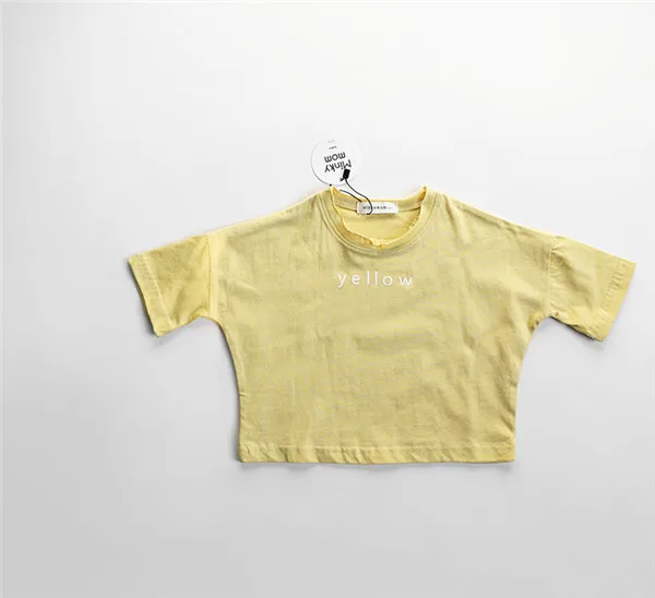 Roupas para Crianças Verão Crianças Topo Nova Manga Curta Camiseta Letras Impresso Algodão Tshirts Meninas Soltas Casual 16 Mamãe e Bebê