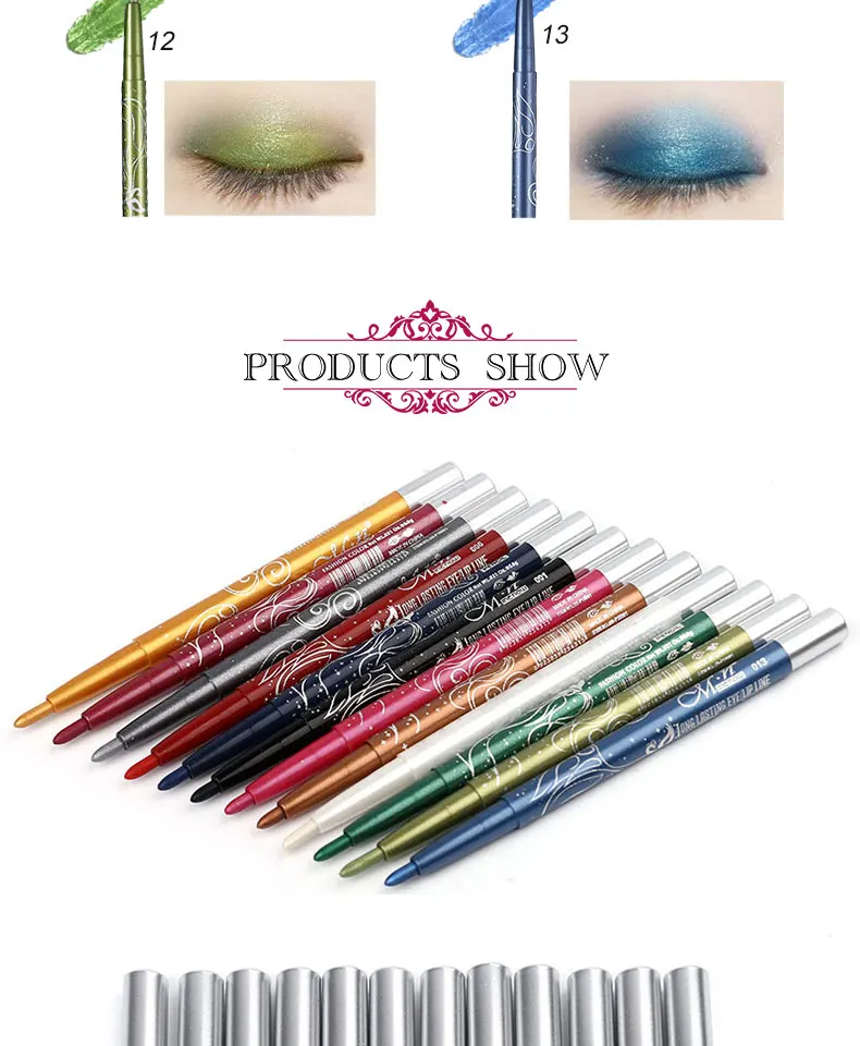 Menow Makeup set 12Color/kit Waterproof Eye shadow Pencil Rotate Eyeliner Long-lasting Eyeliner Cosmetics maquiagem P10001