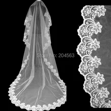 Однослойная белого цвета или цвета слоновой кости кружевная свадебная вуаль из тюля для невесты