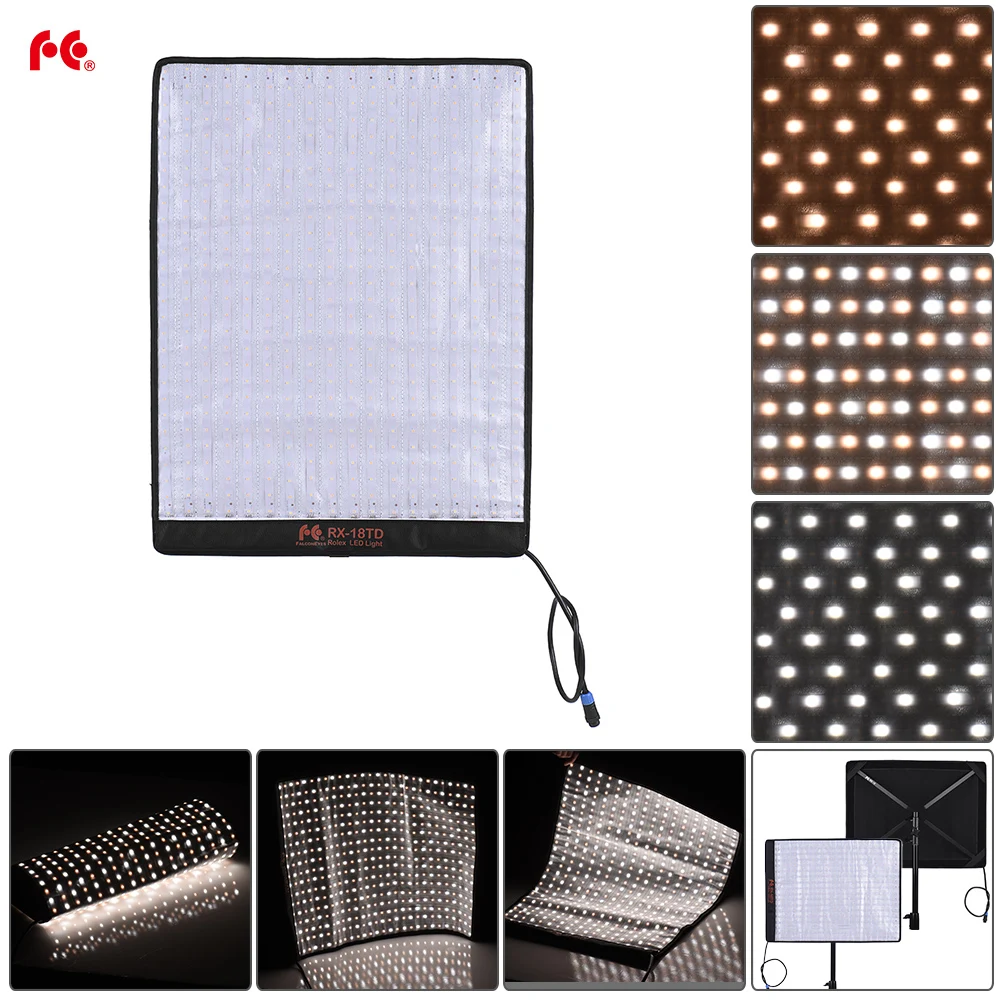

FalconEyes RX-18TD LED Video Light Rollable Cloth Lamp with LCD Touch Screen Controller + X-shape Support for Canon Nikon Sony