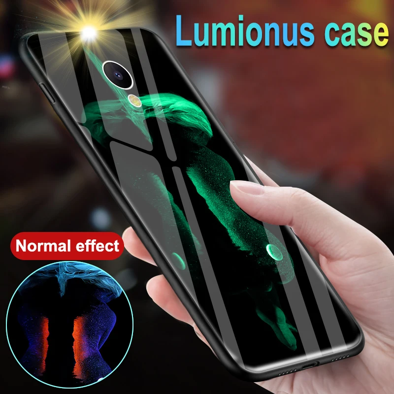 

Luminous Tempered Glass Case For Meizu V8 15 / 16 / 16th Plus Sexy Body Back Cover For Meizu M6s mblu S6 Capa