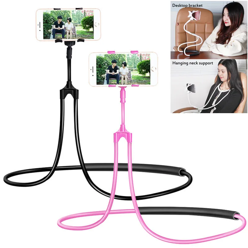 Universal Lazy Neck Phone Holder Stand for iPhone Cell Phone Desk Mount Bracket for Xiaomi