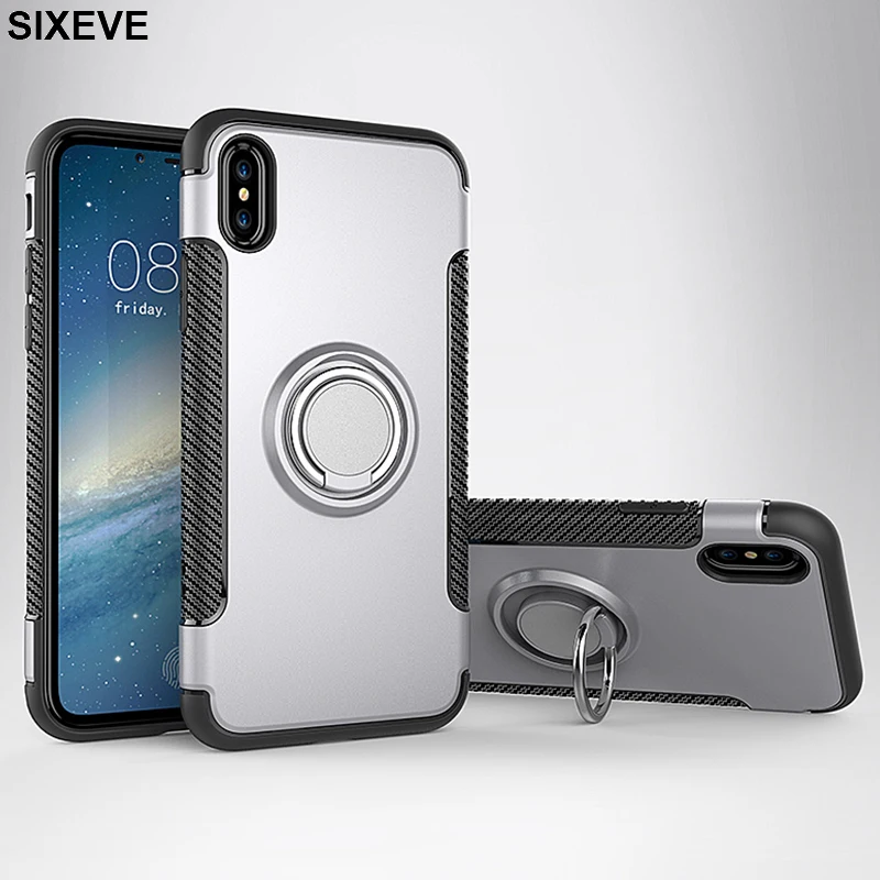 

Car Magnetic Bracket Armor Case For iPhone 6 s 6S 7 7S iPhone 8 Plus X 10 5 5S 5SE 6Plus 6SPlus 7Plus 8Plus Cell Phone 360 Cover