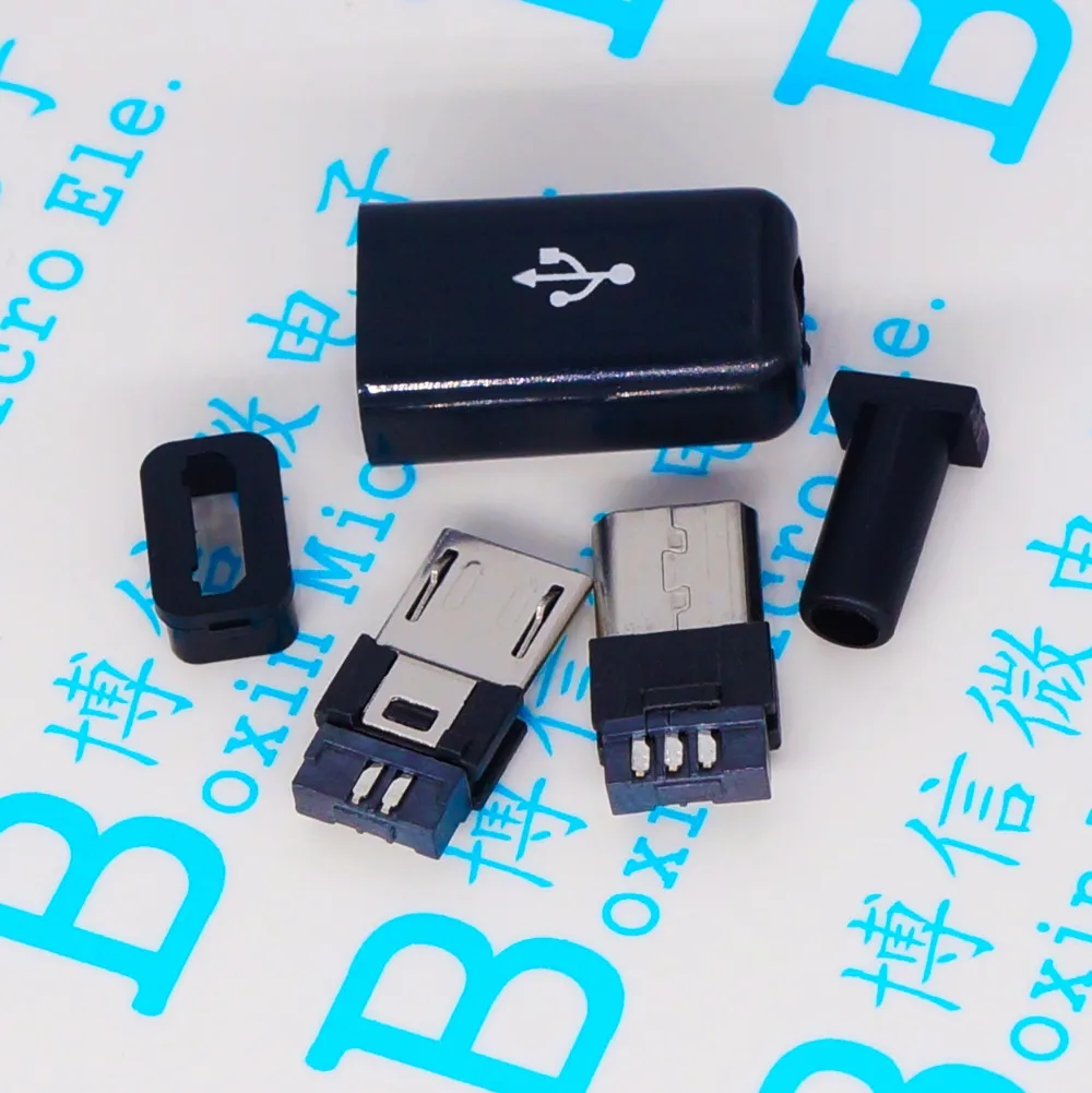 100 шт. DIY Micro USB Тип B штекер 5pin четыре в сборе разъем штепсельная вилка AQJG|connector| |