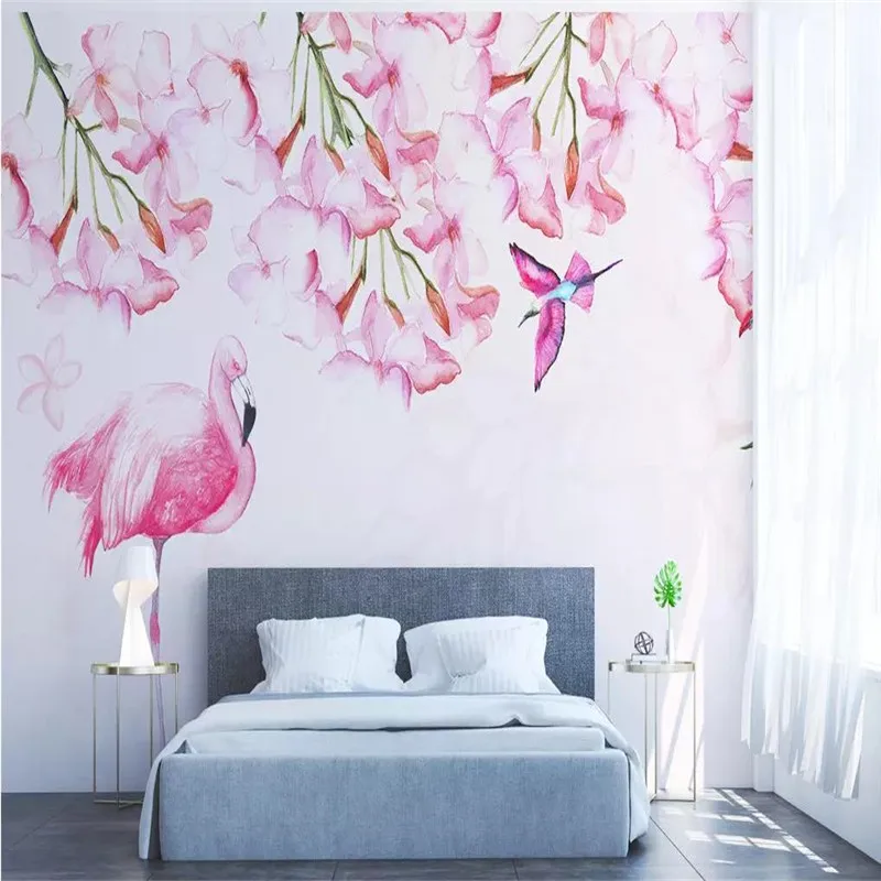 Simple hand-painted flowers and birds background wall professional production murals wholesale wallpaper mural poster photo wall Simple hand-painted flowers and birds background wall professional production murals wholesale wallpaper mural poster photo wall