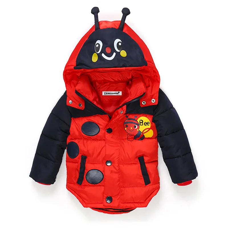 BOTEZAI/зимняя пуховая куртка с капюшоном для мальчиков и девочек с изображением пчелы, модное пальто, детская одежда, куртка, детская теплая