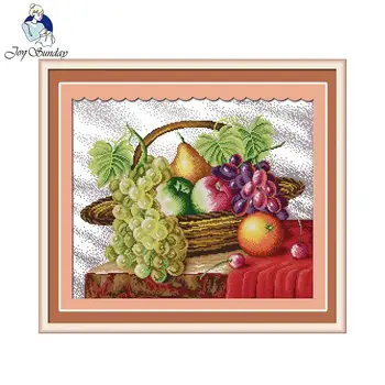 

Joy Sunday Fruit basket Cross stitch Embroidery kit Home Wall Decor Canvas Painting Modern Print Wall Art Picture For Room Decor