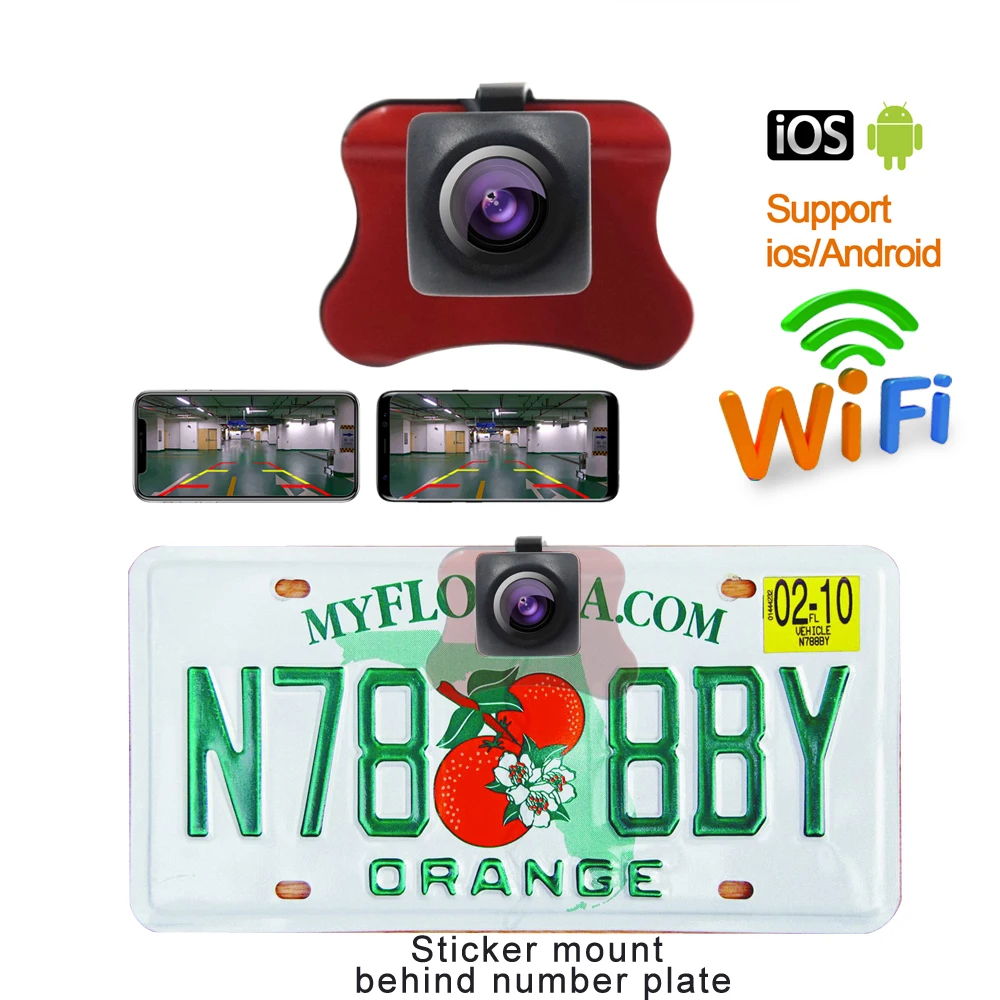 

Car Wifi License Plate Paste Type Rear View Camera Star Night Vision Backup Reversing Camera For IPhone/IOS Android