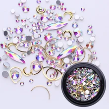 1 коробка цвета шампанского, золотые Стразы для ногтей, капли воды, Кристальные 3D украшения для дизайна ногтей, плоские задние шпильки, стразы для украшения своими руками