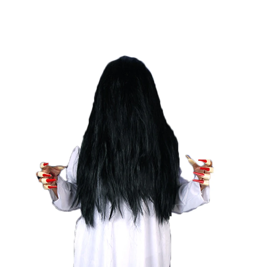 Halloween Scary Costume for Women Man Party Gothic Ghost Sadako Vampire Horror Terrify Gown Wig Room Escape Stage Performance