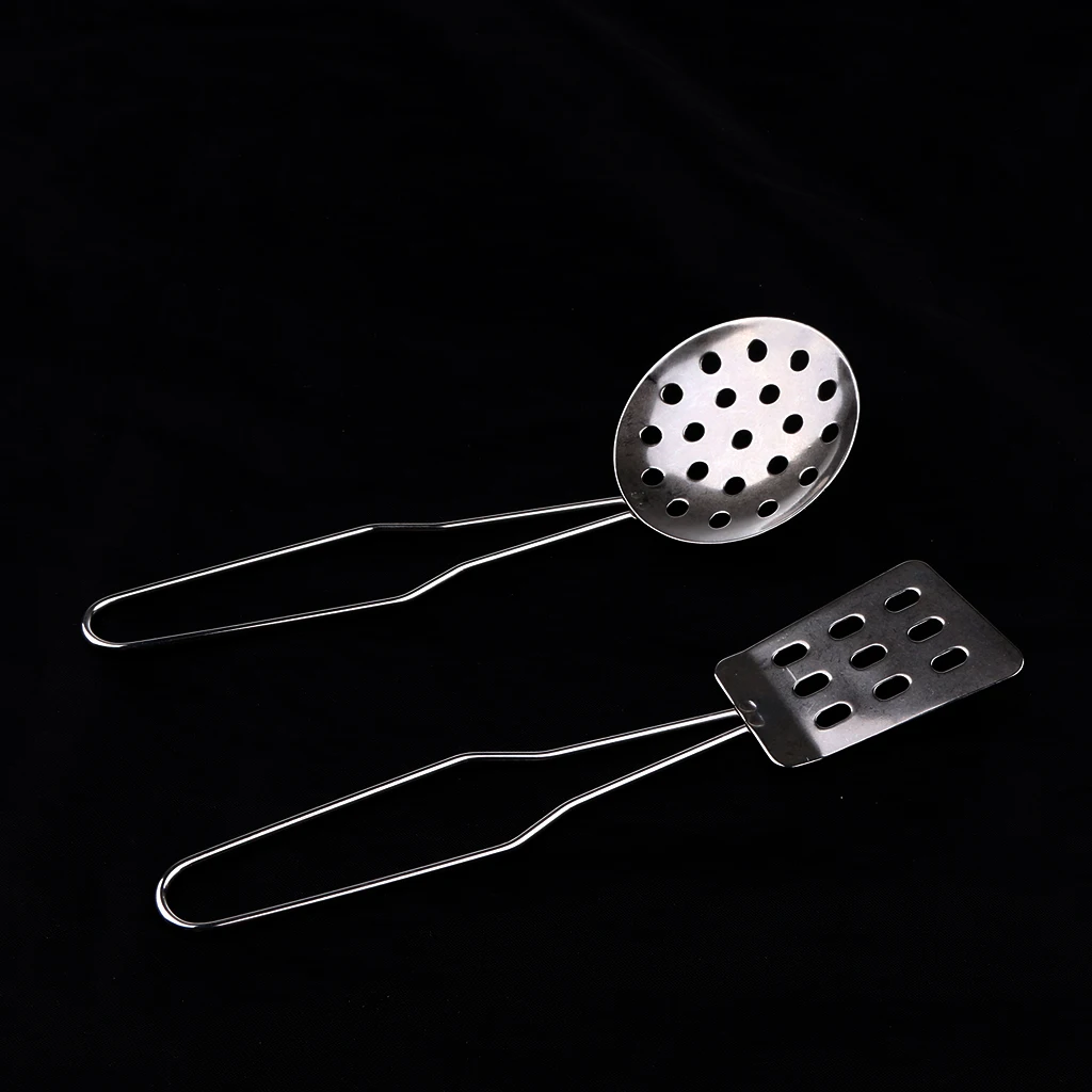 Kids Stainless Steel Kitchen Utensil Playset C (6pcs) for Children Pretend Play Chef Cooking 