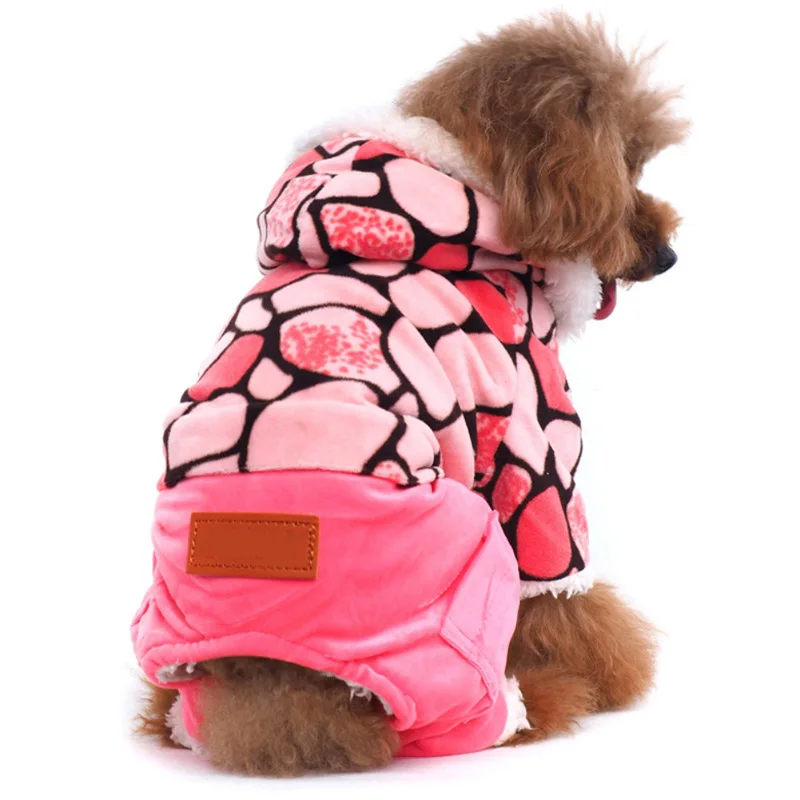Пальто для собак с леопардовым принтом, флисовая удобная толстовка с капюшоном, утепленные хлопковые комбинезоны для домашних животных, одежда для чихуахуа, товары для осени и зимы