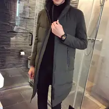 M-3XL Горячая зима Мужская Новая мода длинный участок самовыращивания пальто воротник хлопок куртка