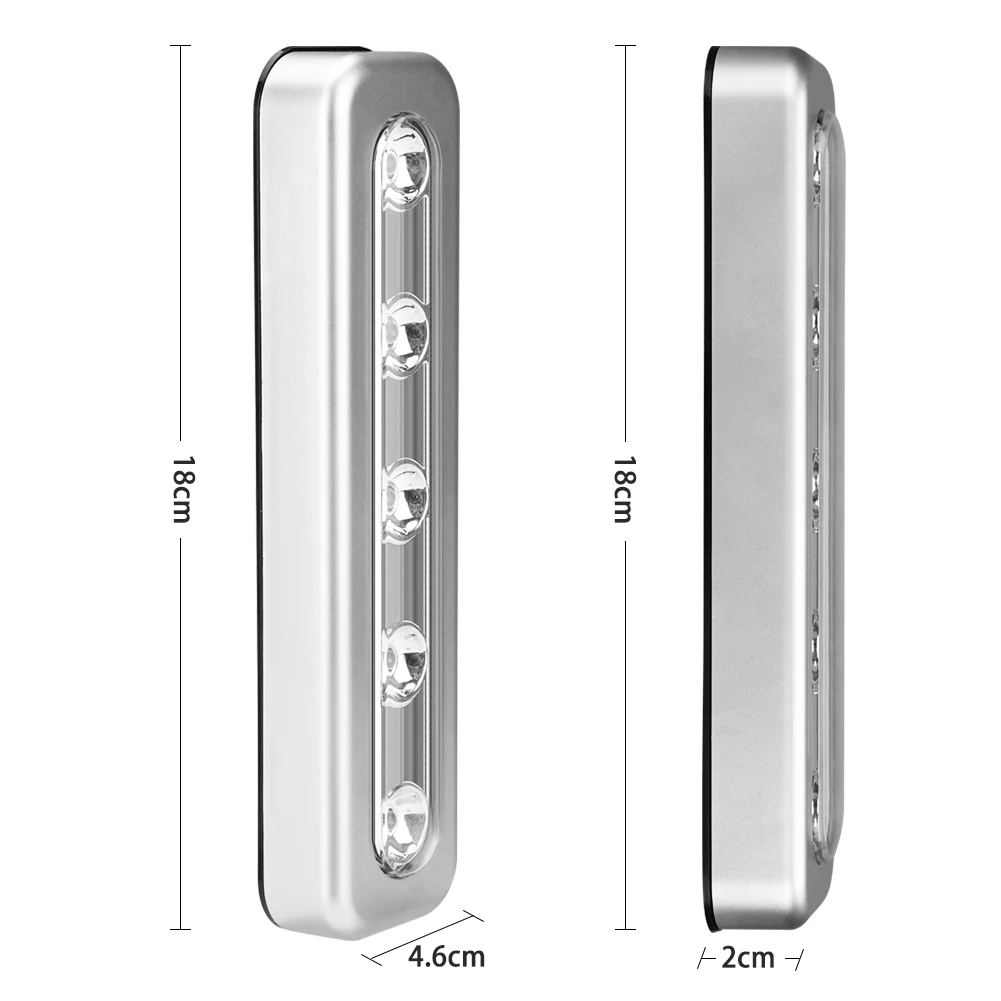 Coquimbo, 5 светодиодов, Ночной светильник, супер яркий, на батарейках, шкаф, шкаф, светильник, беспроводной, с сенсорным выключателем, настенный светильник