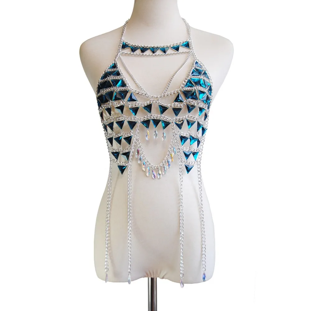 

New Hot Sale Body Chain Acrylic gem Necklace Sexy Women Camisole handmade Crystal Waist Chain beach party Body Jewelry