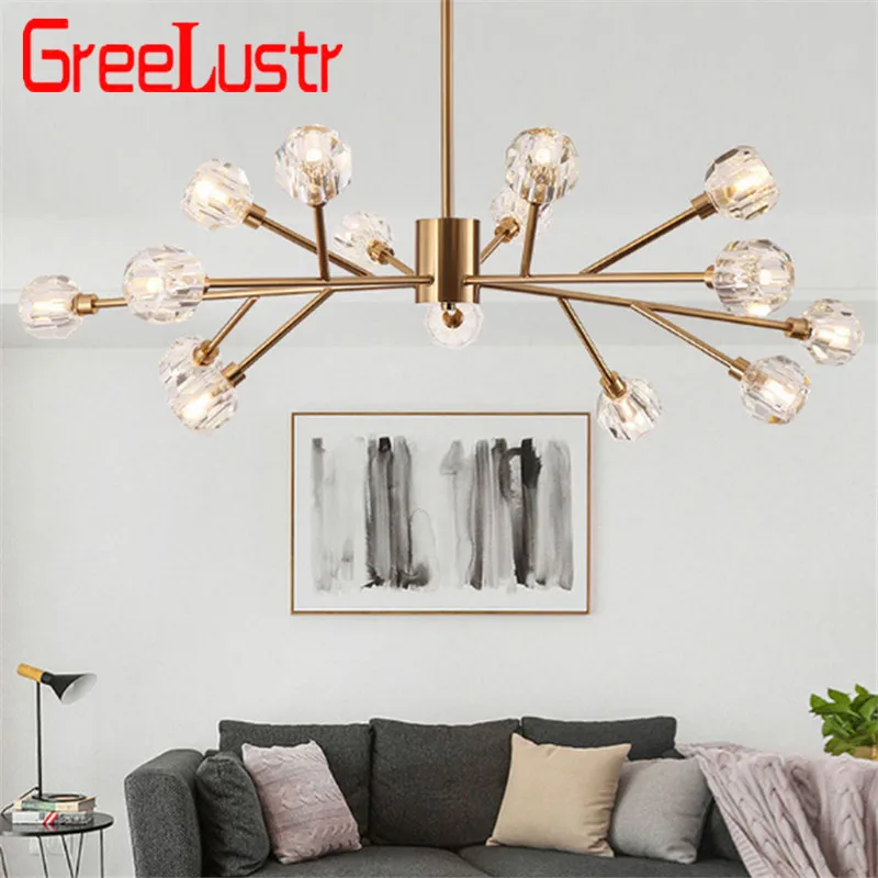 Billige Luxus kristall ball kronleuchter decke lampe Kupfer Farbe glanz G9 led lampe für schlafzimmer esszimmer leuchte kronleuchter