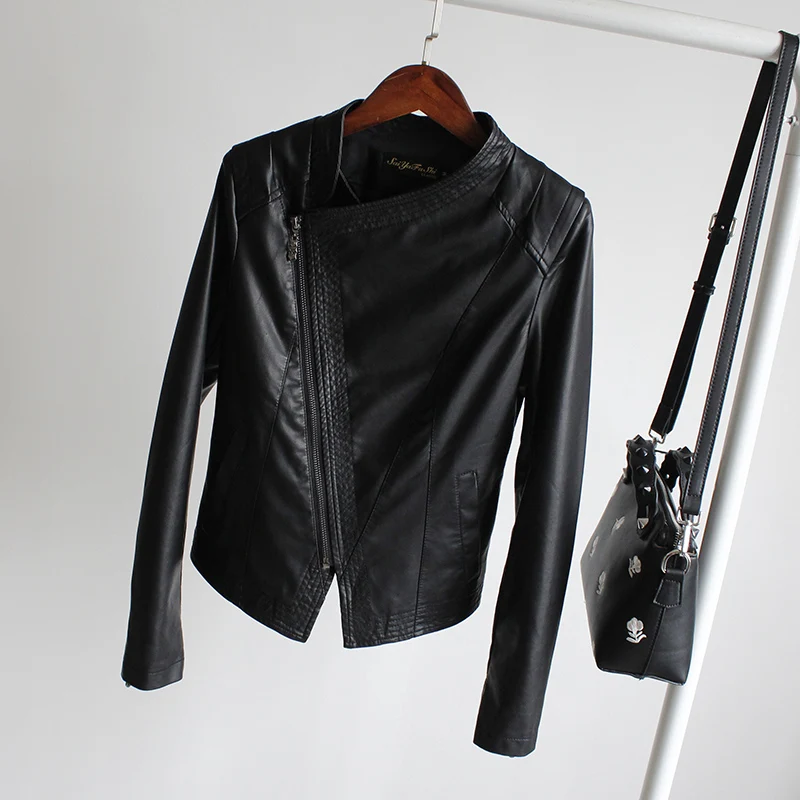 Новинка, женская кожаная куртка, Весенняя осенняя одежда, тонкая мотоциклетная куртка из искусственной кожи, женская короткая куртка на молнии, модные топы, пальто 2030