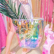 Женская модная повседневная вместительная сумка-тоут с голограммой и лазером, сумка для покупок, летняя пляжная женская сумка, QT3140