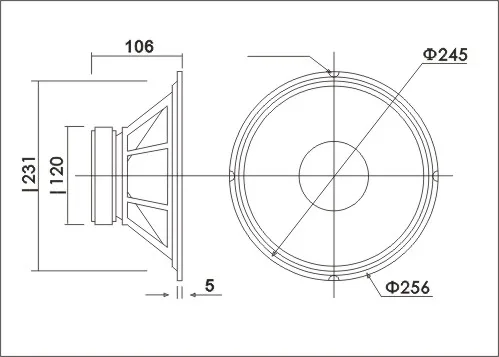 KASUN L-S1008 10 ''hifi НЧ динамик 200 Вт 8 Ом Диаметр 256 мм Высокая перфорация