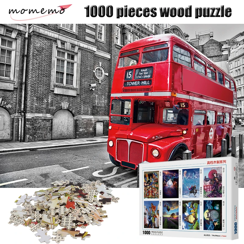 Momemo London Bus Wooden Jigsaw Puzzle 1000 Pieces Landscape Puzzle Game Adult Entertainment Assembling Toy Kid Gift Box Packing Puzzles Aliexpress