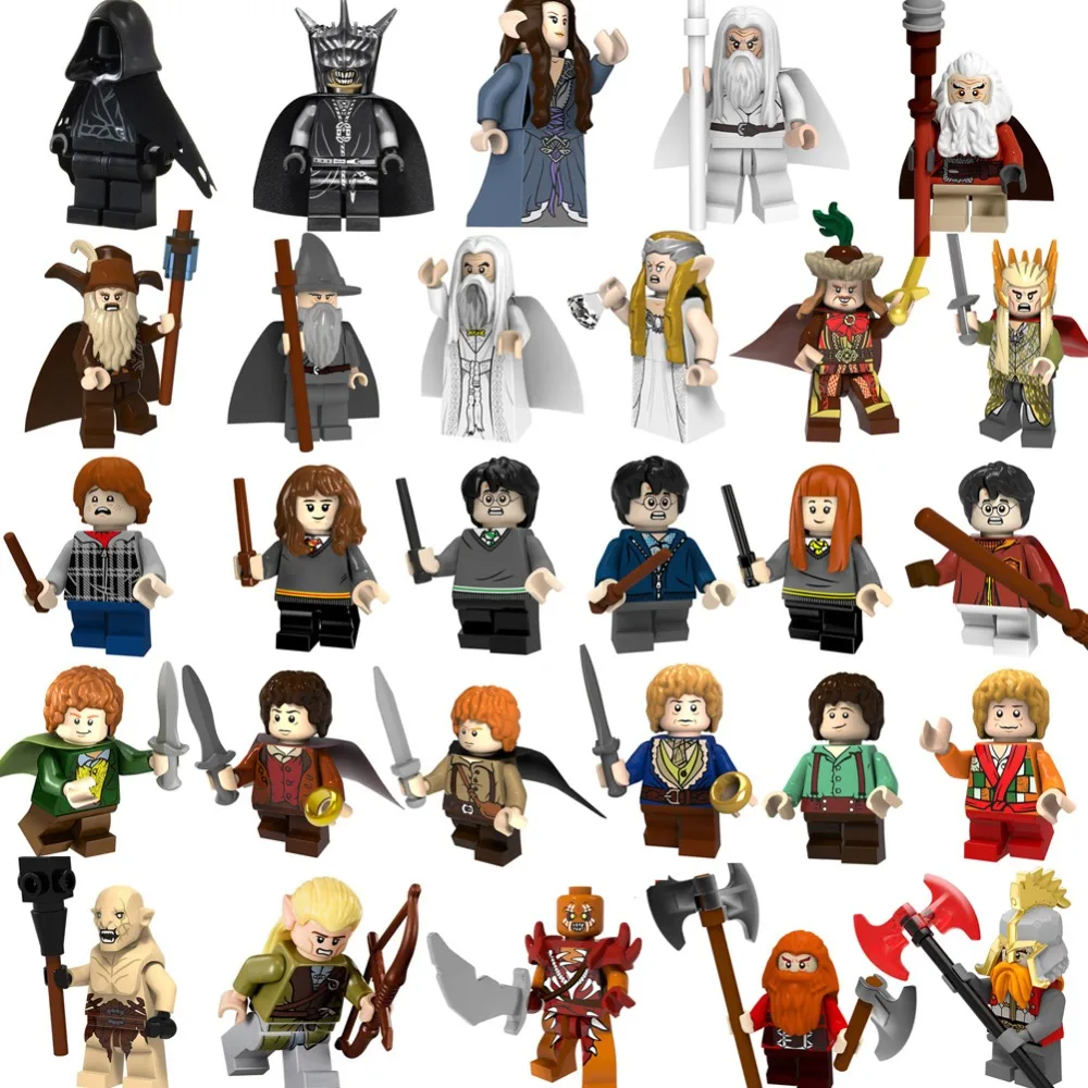 

For Legoing Harry Potter Action Lord of the Rings Bilbo Baggins Figure Dwarf Uruk Hais Orc Azog Yazneg Bombur Building Block Toy