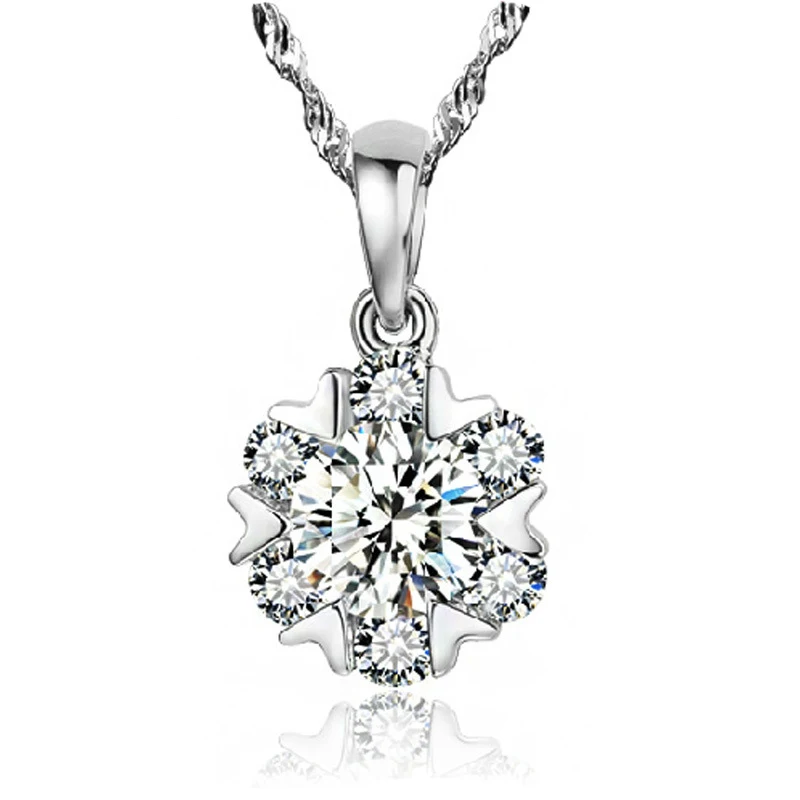 

Shining Clear CZ Zircon Crystal 6 Small Love Heart Shape Silver Plated Pendant Mark 925 Charm Jewelry For Necklace Women Girls