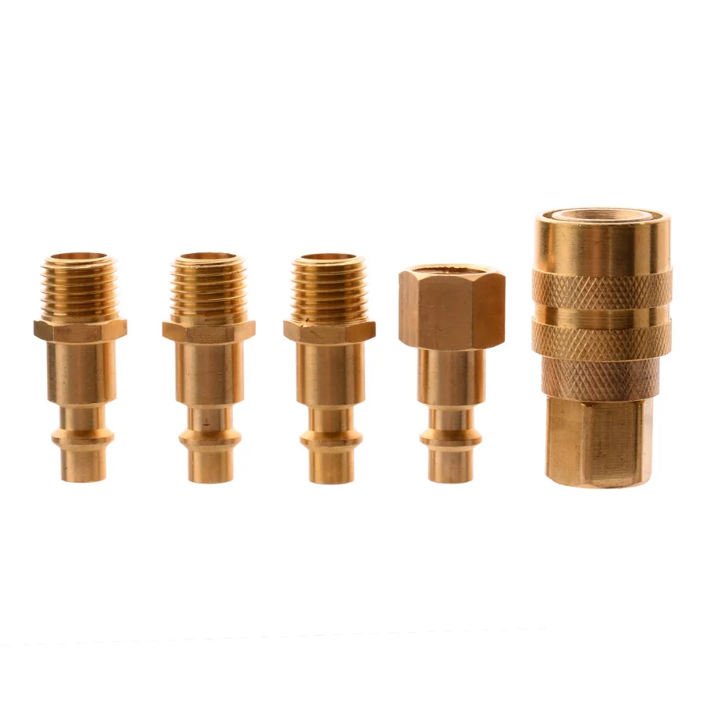 New Arrival 5Pc Brass Quick Coupler Set Solid Air Hose Connector