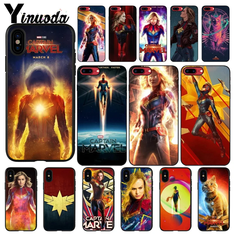

Yinuoda Captain Marvel TPU Soft Silicone Black Phone Case for Apple iPhone X XS MAX 8 7 6 6S Plus 5 5S SE XR Cellphones