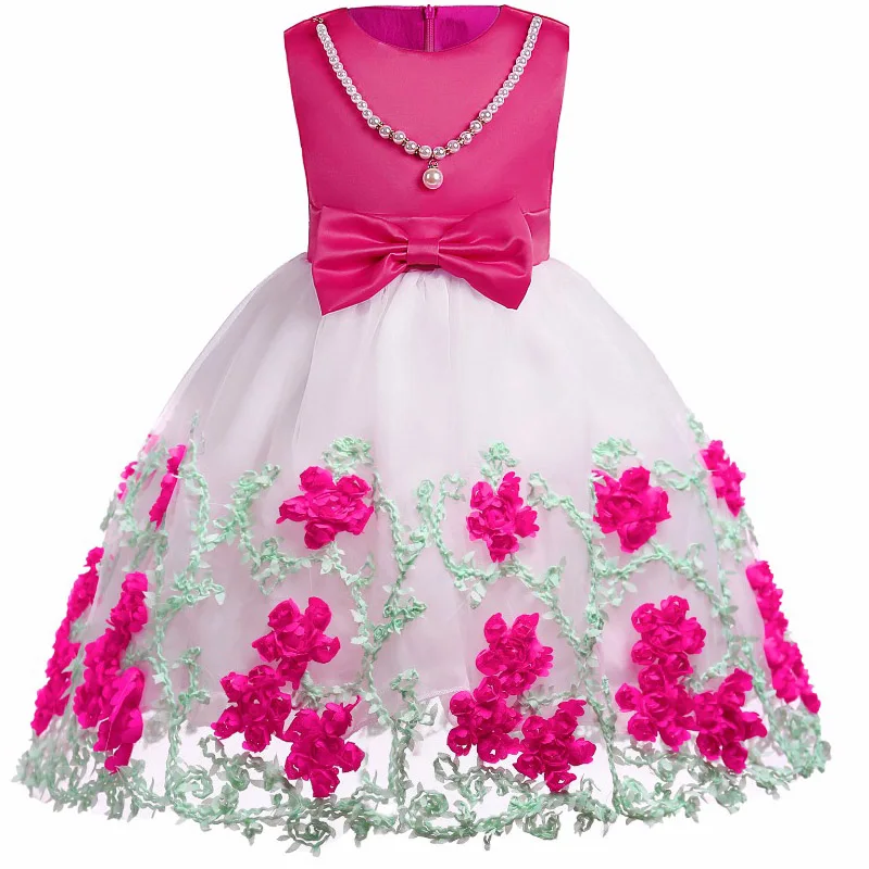 Летнее платье для девочек Свадебная вечеринка, платье Детские платья для девочек; элегантное платье принцессы с цветочным рисунком одежда для детей 2, 3, 9, 10 лет
