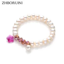 Мода zhboruini ювелирные изделия из жемчуга браслет натуральный пресноводный жемчуг 925 стерлингового серебра хрустальные звезды жемчужный браслет свадьба